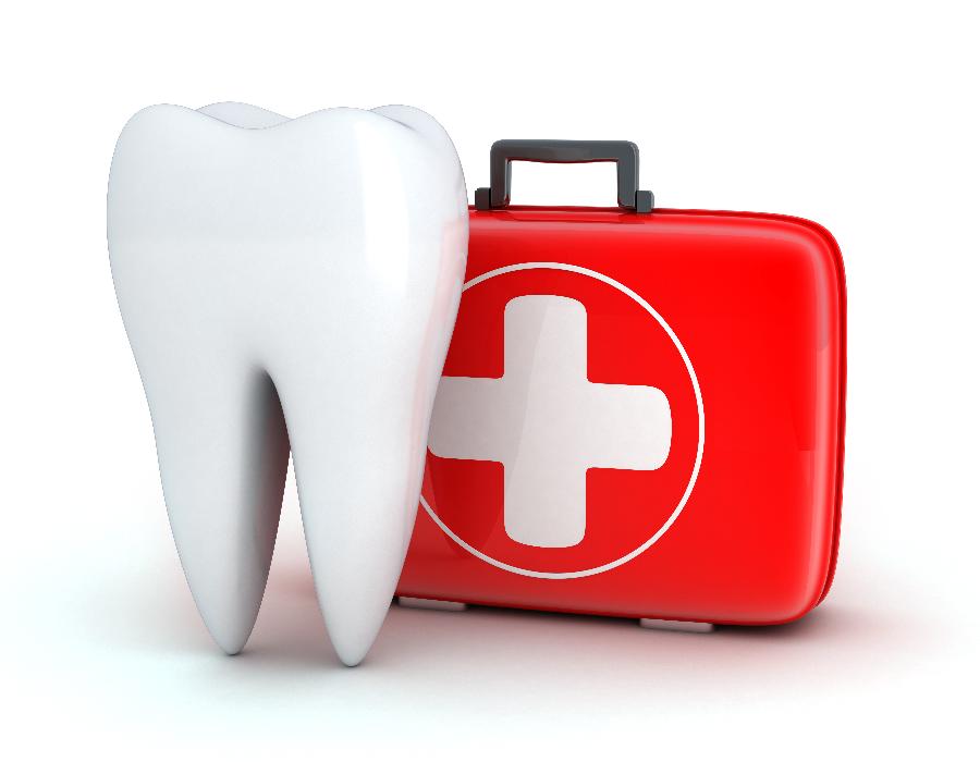 cartoon tooth with suitcase | emergency dentist mesquite tx